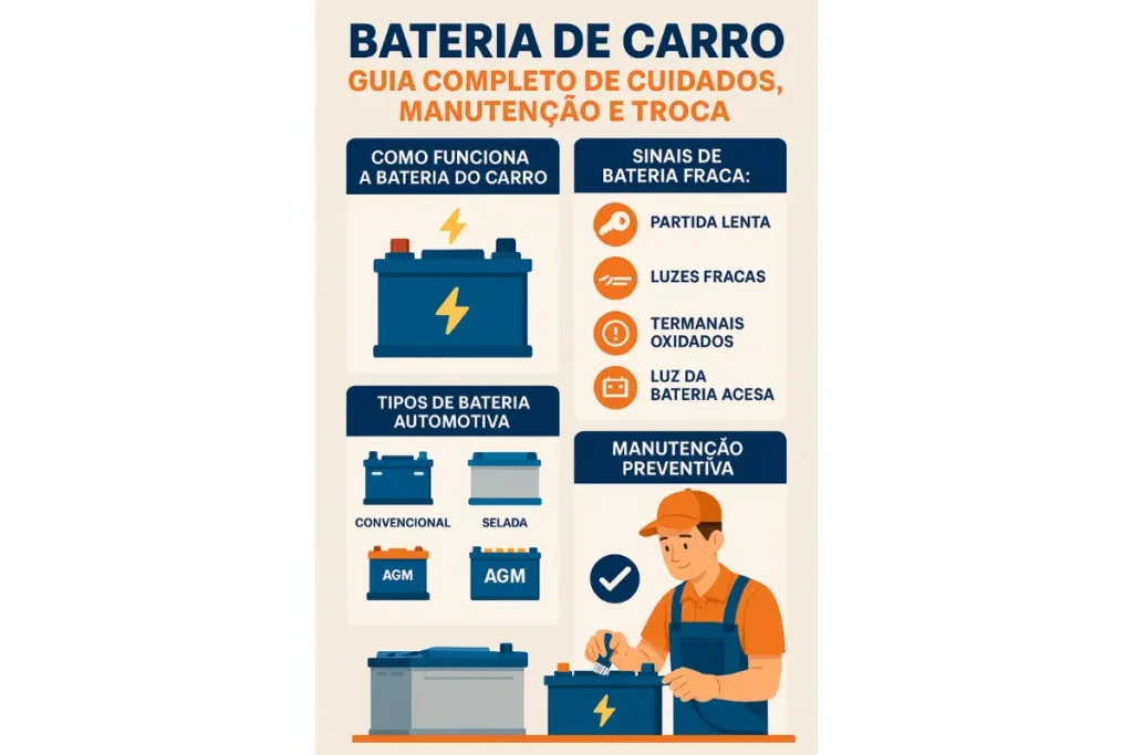 Bateria de Carro Guia Completo de Cuidados, Manutenção e Troca